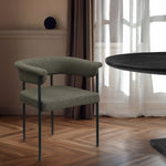 Malin Boucle Fabric Upholstered Dining Chair in Olive