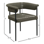 Malin Boucle Fabric Upholstered Dining Chair in Olive