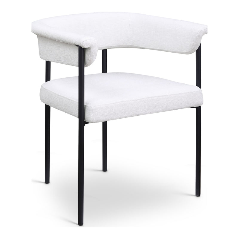 Malin Linen Textured Fabric Upholstered Dining Chair in Cream