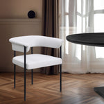 Malin Linen Textured Fabric Upholstered Dining Chair in Cream