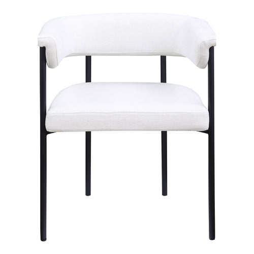 Malin Linen Textured Fabric Upholstered Dining Chair in Cream