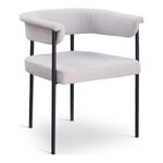 Malin Linen Textured Fabric Upholstered Dining Chair in Grey