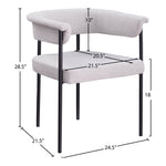 Malin Linen Textured Fabric Upholstered Dining Chair in Grey