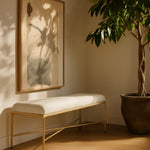 Valley Chenille Fabric Upholstered Bench (22064-) in Cream