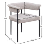 Malin Linen Textured Fabric Upholstered Dining Chair in Taupe