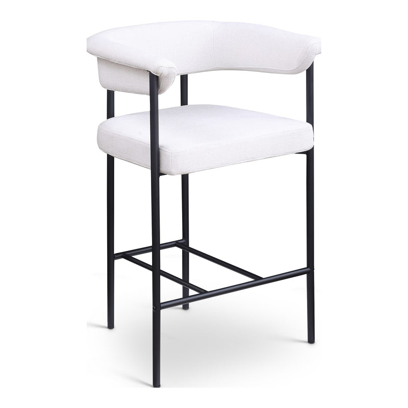 Malin Linen Textured Fabric Upholstered Counter Stool in Cream