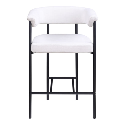 Malin Linen Textured Fabric Upholstered Counter Stool in Cream