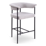 Malin Linen Textured Fabric Upholstered Counter Stool in Grey