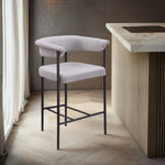 Malin Linen Textured Fabric Upholstered Counter Stool in Grey