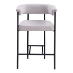 Malin Linen Textured Fabric Upholstered Counter Stool in Grey