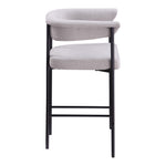 Malin Linen Textured Fabric Upholstered Counter Stool in Grey