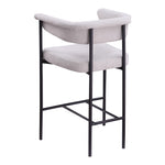 Malin Linen Textured Fabric Upholstered Counter Stool in Grey