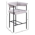 Malin Linen Textured Fabric Upholstered Counter Stool in Grey
