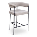 Malin Linen Textured Fabric Upholstered Counter Stool in Taupe