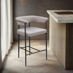 Malin Linen Textured Fabric Upholstered Counter Stool in Taupe