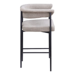 Malin Linen Textured Fabric Upholstered Counter Stool in Taupe