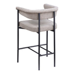 Malin Linen Textured Fabric Upholstered Counter Stool in Taupe