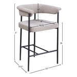 Malin Linen Textured Fabric Upholstered Counter Stool in Taupe