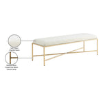 Valley Chenille Fabric Upholstered Bench (22064-) in Cream