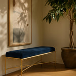 Valley Chenille Fabric Upholstered Bench (22064-) in Navy