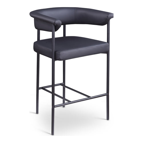 Malin Vegan Leather Upholstered Counter Stool in Black