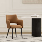 Tremont Vegan Leather Metal Armchair in Saddle