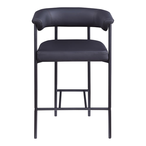 Malin Vegan Leather Upholstered Counter Stool in Black