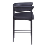 Malin Vegan Leather Upholstered Counter Stool in Black