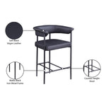 Malin Vegan Leather Upholstered Counter Stool in Black