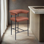 Malin Vegan Leather Upholstered Counter Stool in Cognac