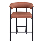 Malin Vegan Leather Upholstered Counter Stool in Cognac