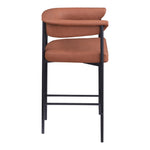 Malin Vegan Leather Upholstered Counter Stool in Cognac