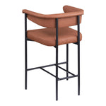 Malin Vegan Leather Upholstered Counter Stool in Cognac