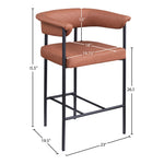 Malin Vegan Leather Upholstered Counter Stool in Cognac