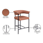 Malin Vegan Leather Upholstered Counter Stool in Cognac