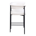 Malin Vegan Leather Upholstered Counter Stool in Cream