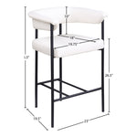 Malin Vegan Leather Upholstered Counter Stool in Cream