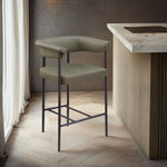 Malin Vegan Leather Upholstered Counter Stool in Olive