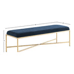 Valley Chenille Fabric Upholstered Bench (22064-) in Navy