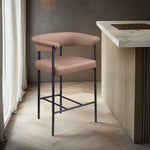 Malin Vegan Leather Upholstered Counter Stool in Tan
