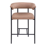 Malin Vegan Leather Upholstered Counter Stool in Tan