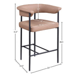 Malin Vegan Leather Upholstered Counter Stool in Tan
