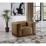 Mallina Vegan Leather Upholstered Chair in Brown
