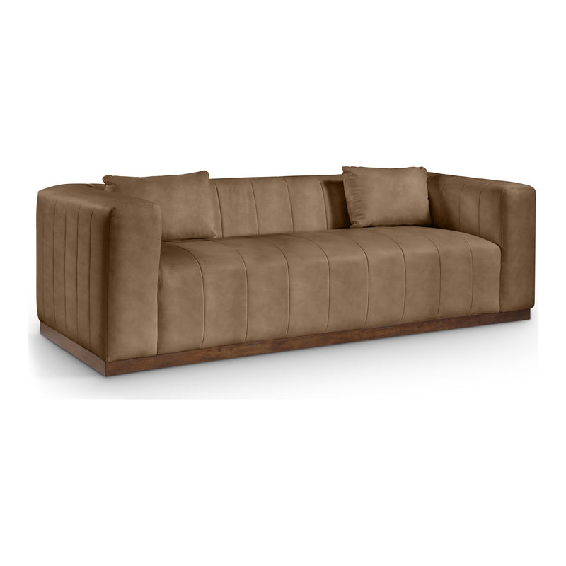 Mallina 90.5" Vegan Leather Upholstered Sofa in Brown