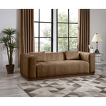 Mallina 90.5" Vegan Leather Upholstered Sofa in Brown