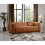 Mallina 90.5" Vegan Leather Upholstered Sofa in Cognac