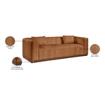 Mallina 90.5" Vegan Leather Upholstered Sofa in Cognac