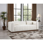 Mallina 90.5" Vegan Leather Upholstered Sofa in Cream