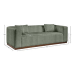 Mallina 90.5" Vegan Leather Upholstered Sofa in Green