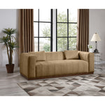 Mallina 90.5" Vegan Leather Upholstered Sofa in Tan